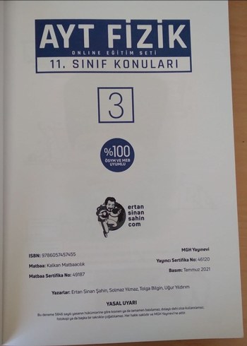  AYT Fizik 11. ve 12. Sınıf Konuları Kitapları