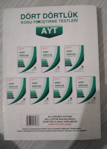  AYT Kimya Dört Dörtlük Konu Pekiştirme Testleri