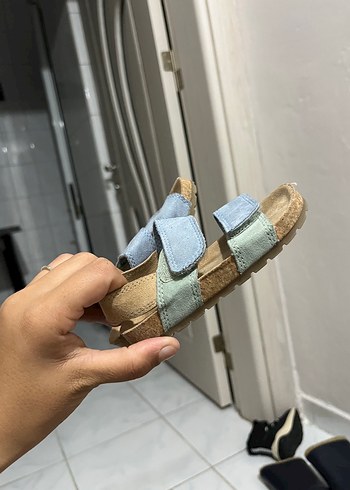 21 Beden Erkek Çocuk Mavi Denim Cırtcırtlı Terlik