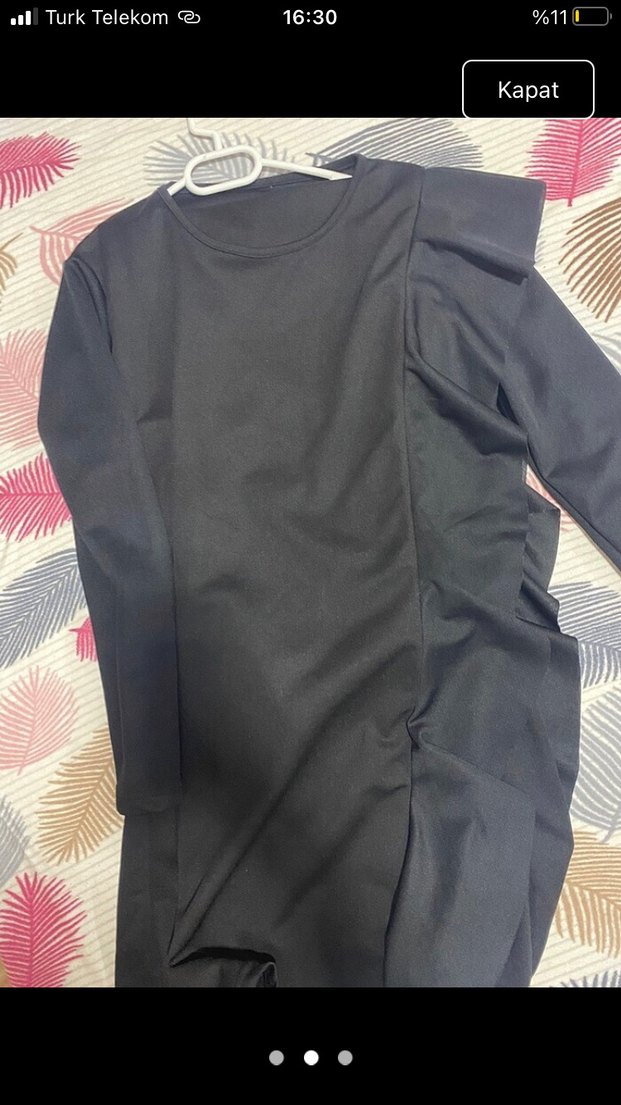 Siyah Uzun Kollu fırfırlı takım - Görsel 2