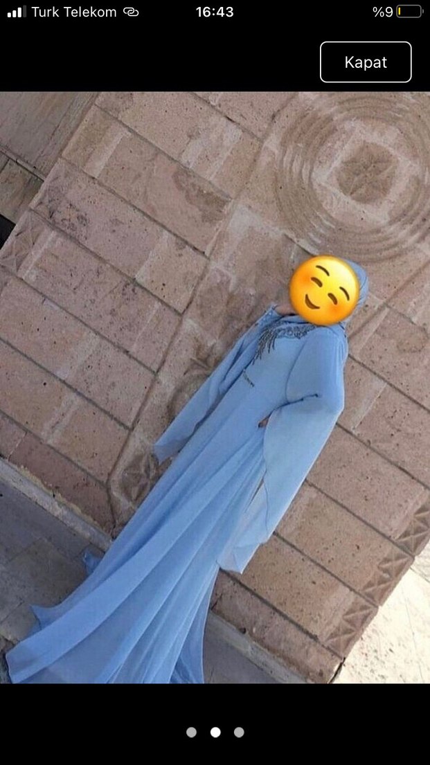 Uzun Mavi Nakışlı Bohem Kadın Elbise - Görsel 2