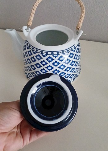 Beden mavi Renk Mavi desenli seramik çaydanlık