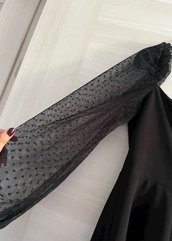 m Beden Siyah V Yaka Uzun Kollu Midi Gotik Elbise