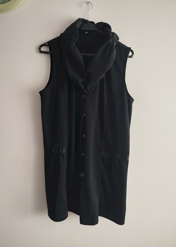 Düğmeli Siyah Gotik Yüksek Yakalı Kolsuz Yelek - Görsel 2