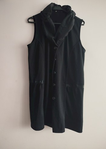 Düğmeli Siyah Gotik Yüksek Yakalı Kolsuz Yelek - Görsel 3