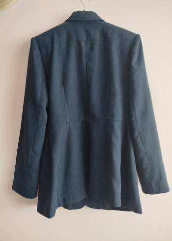 Lacivert Kısa Denim Kadın Blazer Ceket - Görsel 4