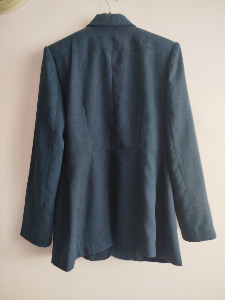 Lacivert Kısa Denim Kadın Blazer Ceket - Görsel 4