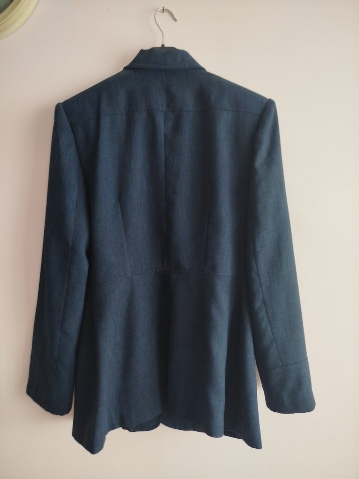 Lacivert Kısa Denim Kadın Blazer Ceket - Görsel 5