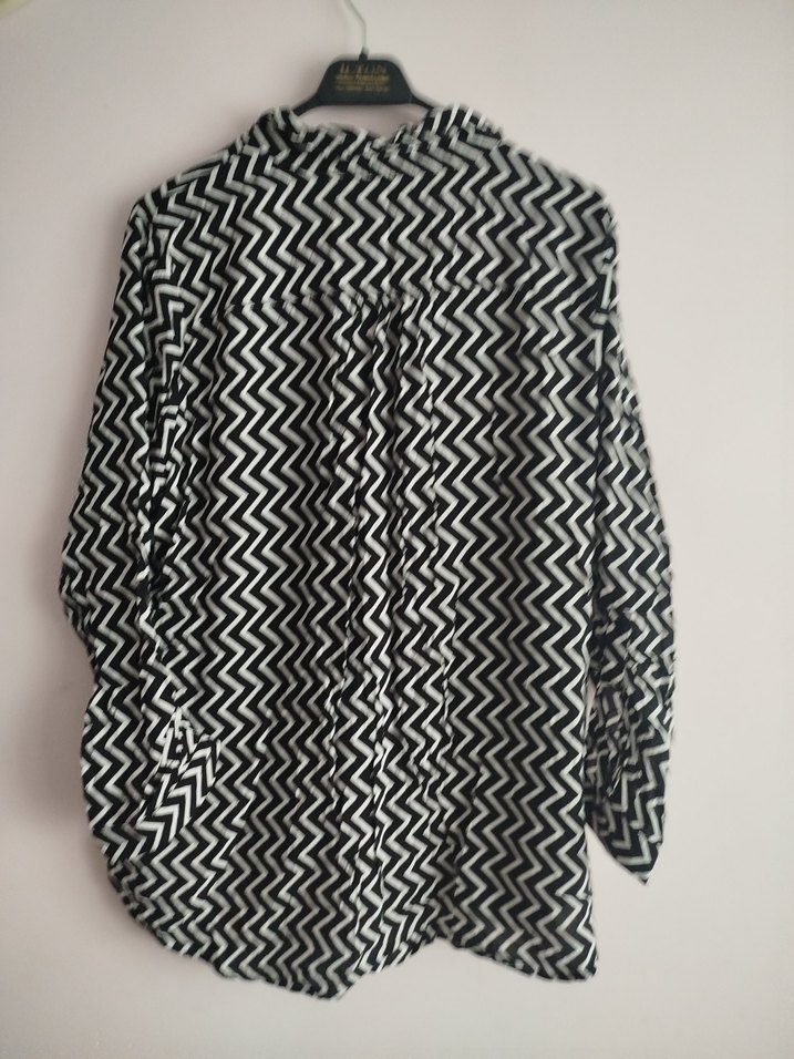 Zebra Desenli V Yaka Uzun Kollu Kadın Gömlek - Görsel 4