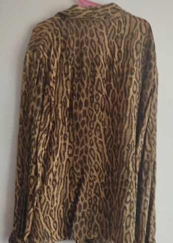Düğmeli Leopar Desenli Bohem Kadın Gömlek - Görsel 6