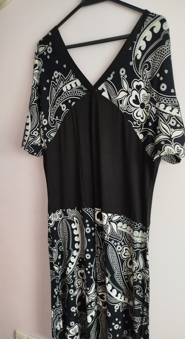 Bohem Siyah Desenli Uzun Hamile Elbisesi - Görsel 5