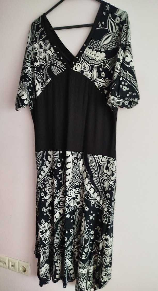 Bohem Siyah Desenli Uzun Hamile Elbisesi - Görsel 4