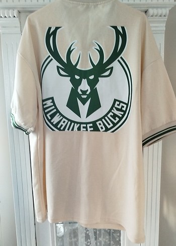 Beyaz Milwaukee Bucks Kısa Kollu Erkek Forma - Görsel 6