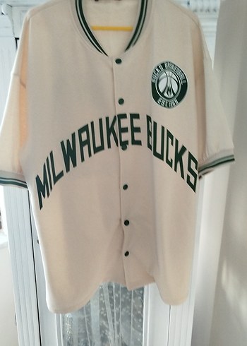 Beyaz Milwaukee Bucks Kısa Kollu Erkek Forma - Görsel 4