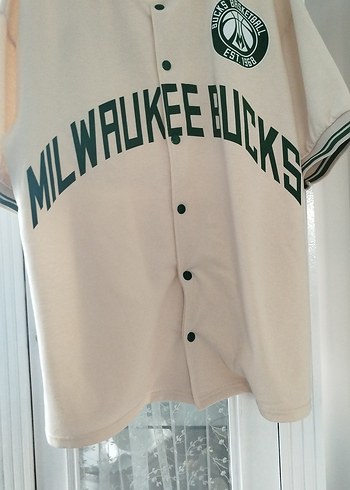 Beyaz Milwaukee Bucks Kısa Kollu Erkek Forma - Görsel 5