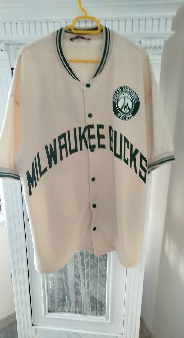 Beyaz Milwaukee Bucks Kısa Kollu Erkek Forma - Görsel 4