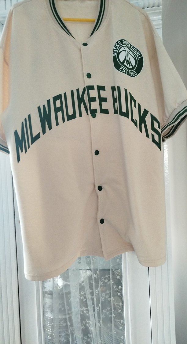 Beyaz Milwaukee Bucks Kısa Kollu Erkek Forma - Görsel 5