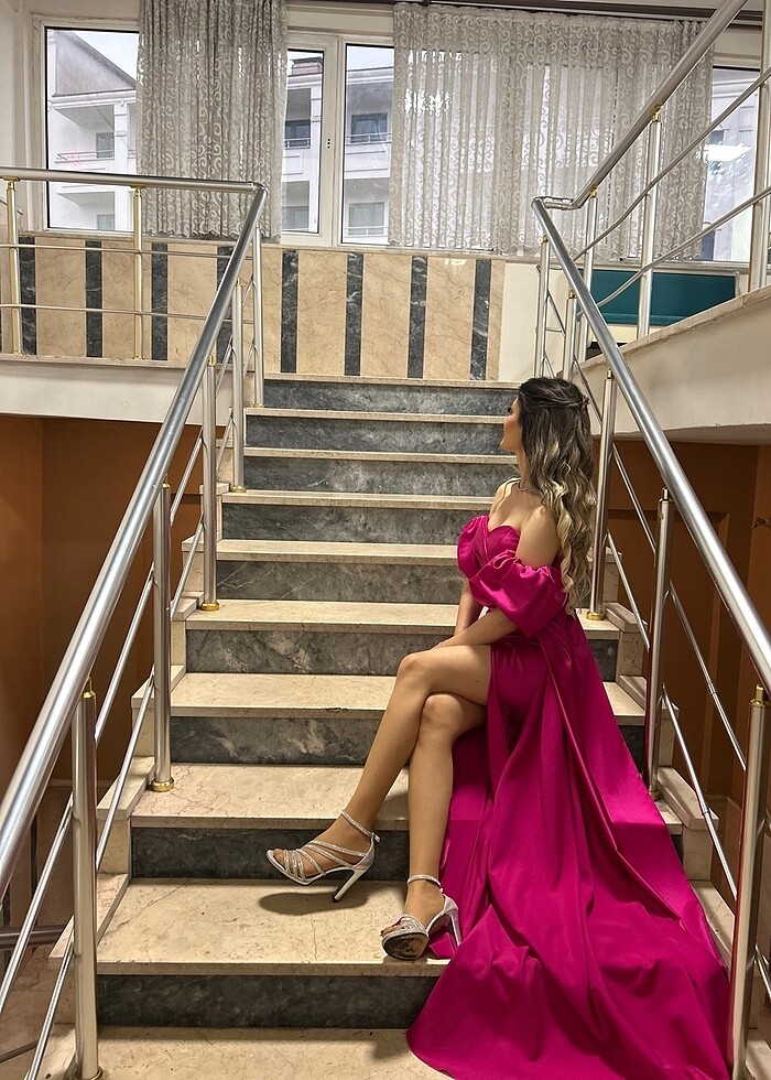 Pembe abiye elbise - Görsel 2