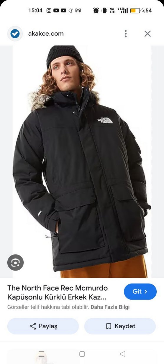 The North Face Erkek Siyah Kürklü Mont - Görsel 2