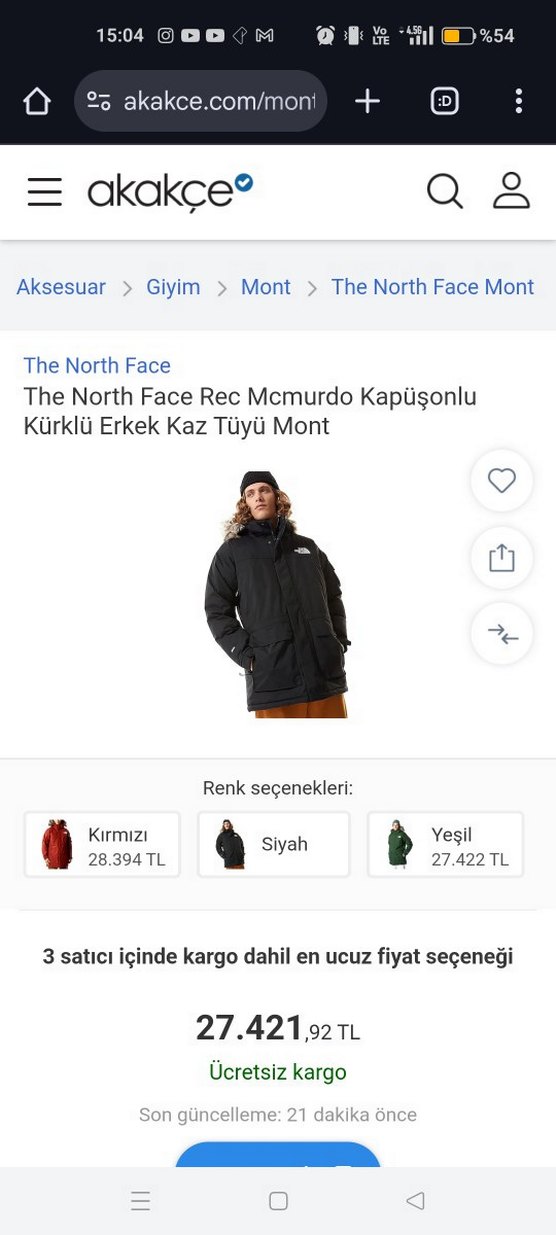 The North Face Erkek Siyah Kürklü Mont - Görsel 3