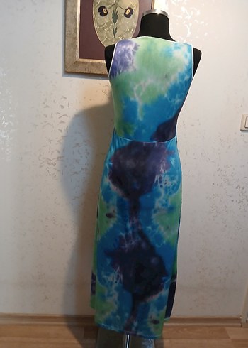 xl Beden çeşitli Renk Kadın Çok Renkli Uzun Batik Elbise