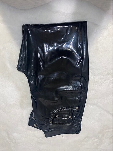 Streç deri pantalon