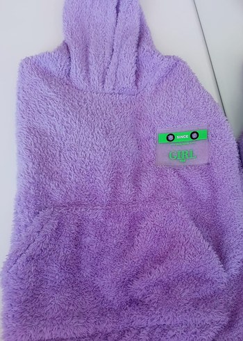 LC Waikiki Kızlar için Mor Kapüşonlu Peluş Sweatshirt