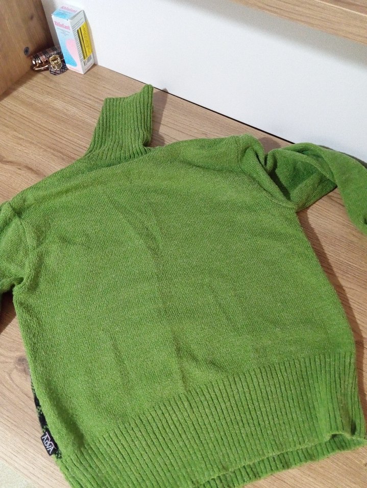 Vintage Yeşil Ekose Desenli Boğazlı Kadın Kazak - Görsel 3