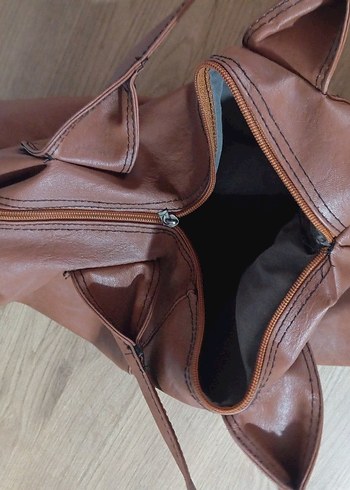 Kahverengi Deri Kadın Çanta - Görsel 4