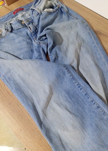 Vintage Düşük Bel İspanyol paça Mavi Kot - Görsel 6