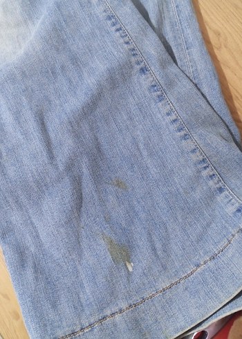 Vintage Düşük Bel İspanyol paça Mavi Kot - Görsel 5