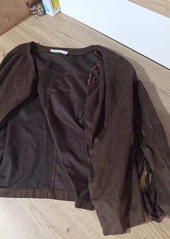 Kahverengi Püsküllü Western Tarzı Hırka - Görsel 2