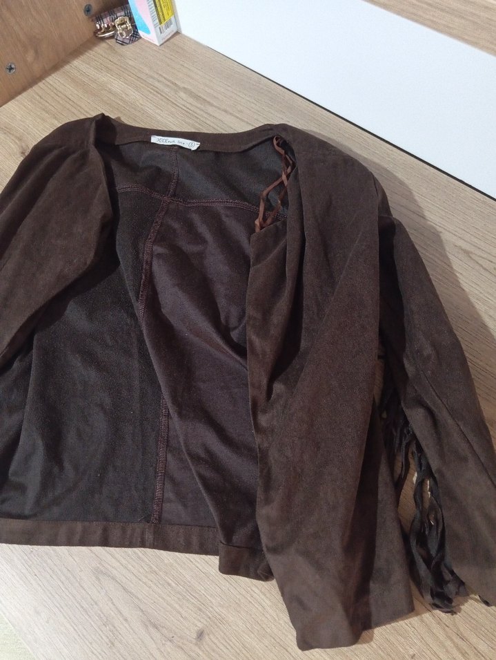 Kahverengi Püsküllü Western Tarzı Hırka - Görsel 2