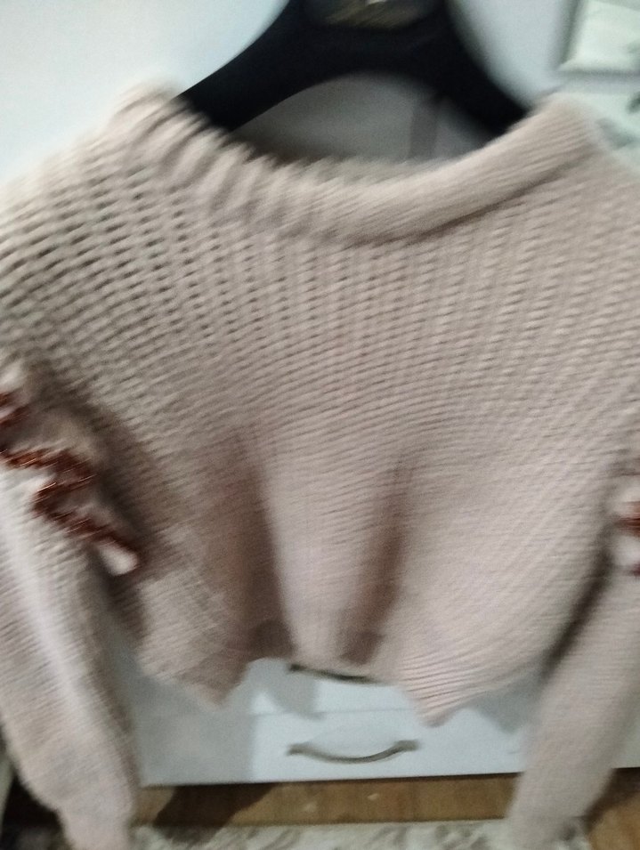 Nakışlı Bej Bohem Örgü Kadın Kazak - Görsel 3