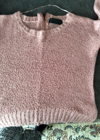 Pembe Parlak Örgü Kadın Kazak - Görsel 5