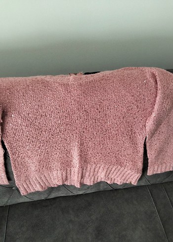 Pembe Parlak Örgü Kadın Kazak - Görsel 2