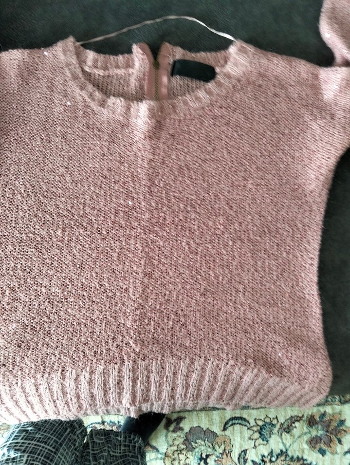 Pembe Parlak Örgü Kadın Kazak - Görsel 5