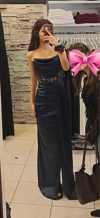 Diğer Lacivert bel ve sırt dekoltelı abiye