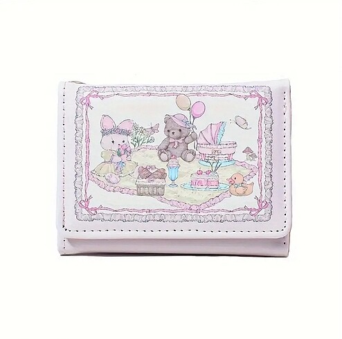 Coquette ayıcıklı toz pembe cüzdan