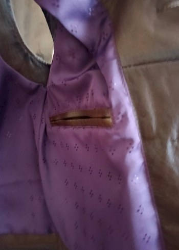 Kuzu derisi sıfır sayılır Kahverengi Deri Düğmeli Yelek - Görsel 3