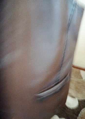 Kuzu derisi sıfır sayılır Kahverengi Deri Düğmeli Yelek - Görsel 5