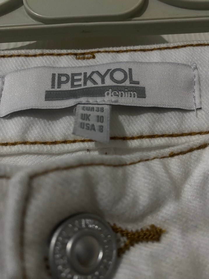 Beyaz Regular Fit Midi Kadın Kot Pantolon - Görsel 4