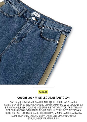 Çizgili Kemerli Mavi Midi Kot Pantolon - Görsel 2