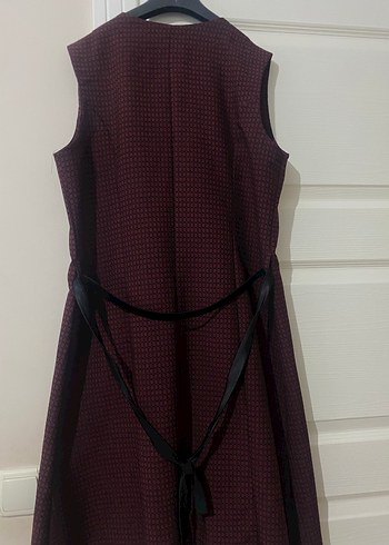 Bordo Uzun Kadın Yelek Düğmeli - Görsel 2