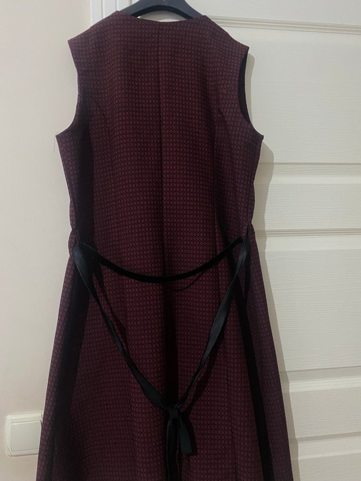 Bordo Uzun Kadın Yelek Düğmeli - Görsel 2