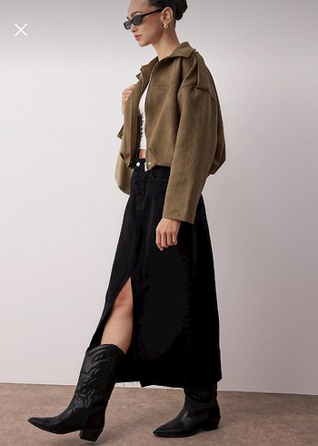 Yırtmaçlı Denim Etek - Görsel 2