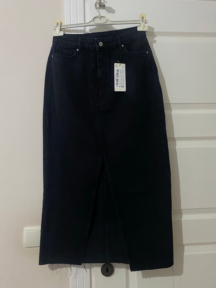 Yırtmaçlı Denim Etek - Görsel 3