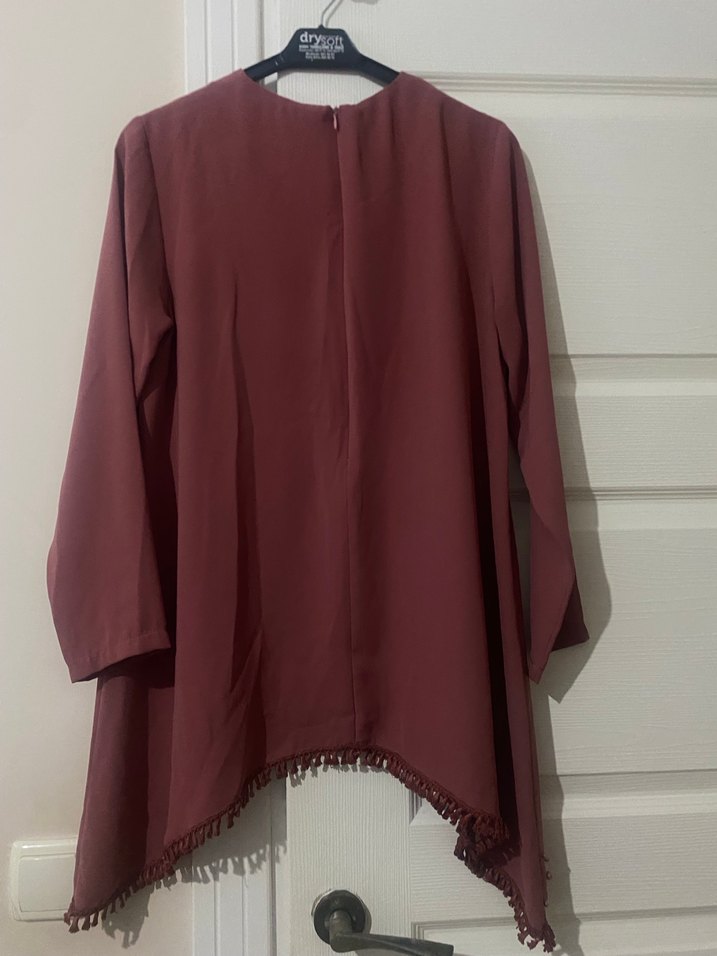 Nar çiçeği Uzun Kollu  Bıncuklu Kadın Tunik - Görsel 2