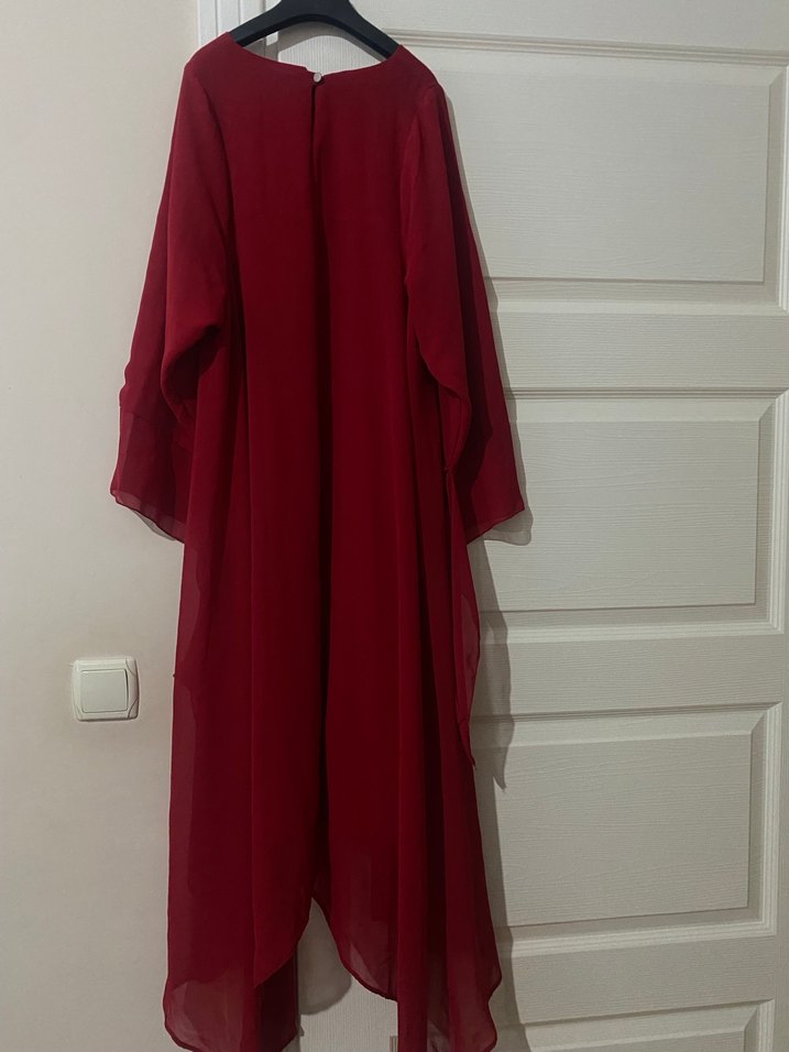 Bordo Uzun Kollu Salaş Kadın Elbise Tunik - Görsel 3