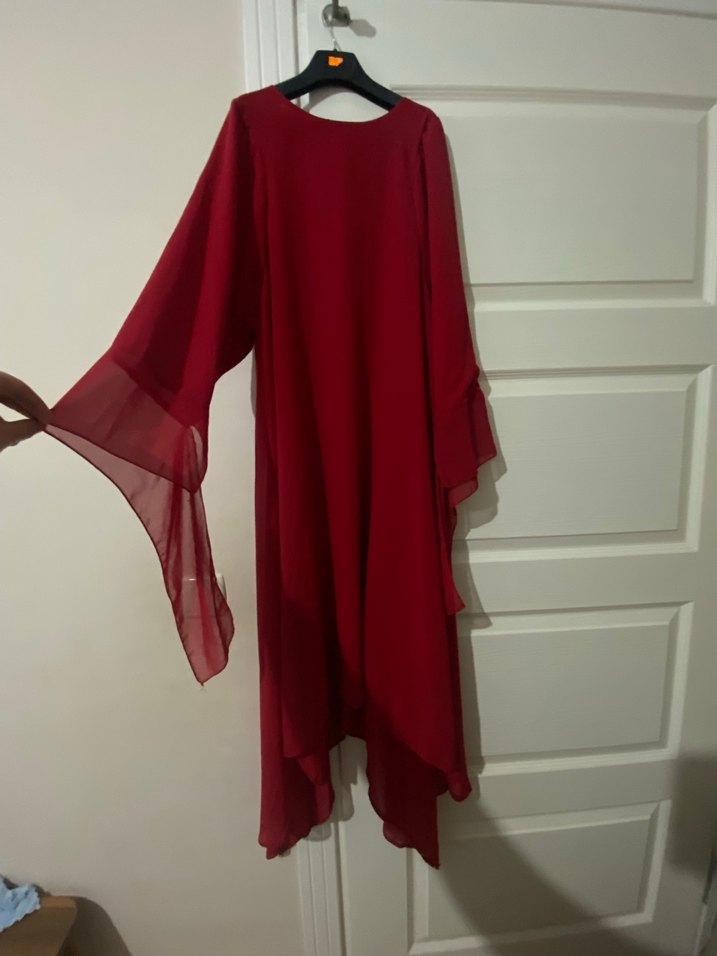 Bordo Uzun Kollu Salaş Kadın Elbise Tunik - Görsel 2